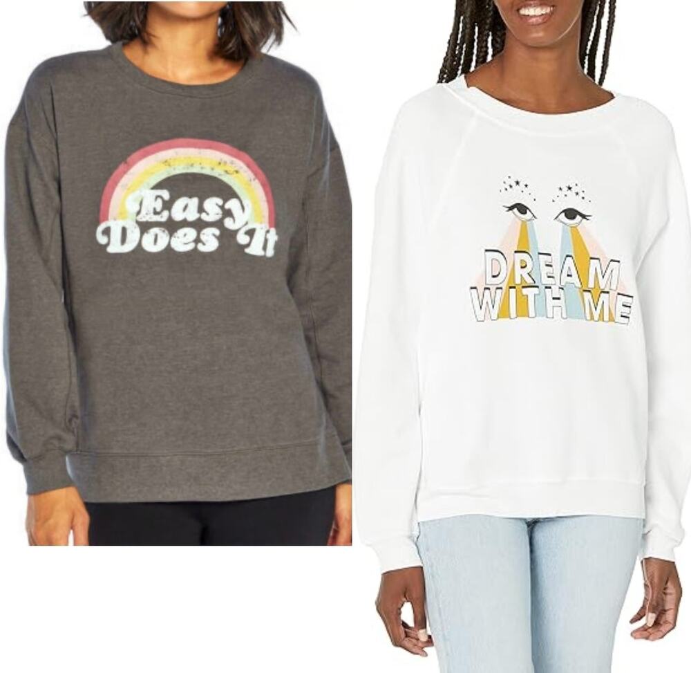 Wildfox Lot of 2 Sweatshirts Gray & White Oversized Loungewear Bundle Size S/XS